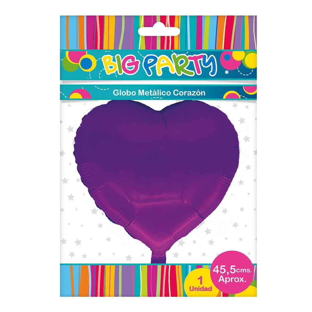 Globo Metálico Corazón Col Surtidos 18"(47x45,5 cm) | Big Party