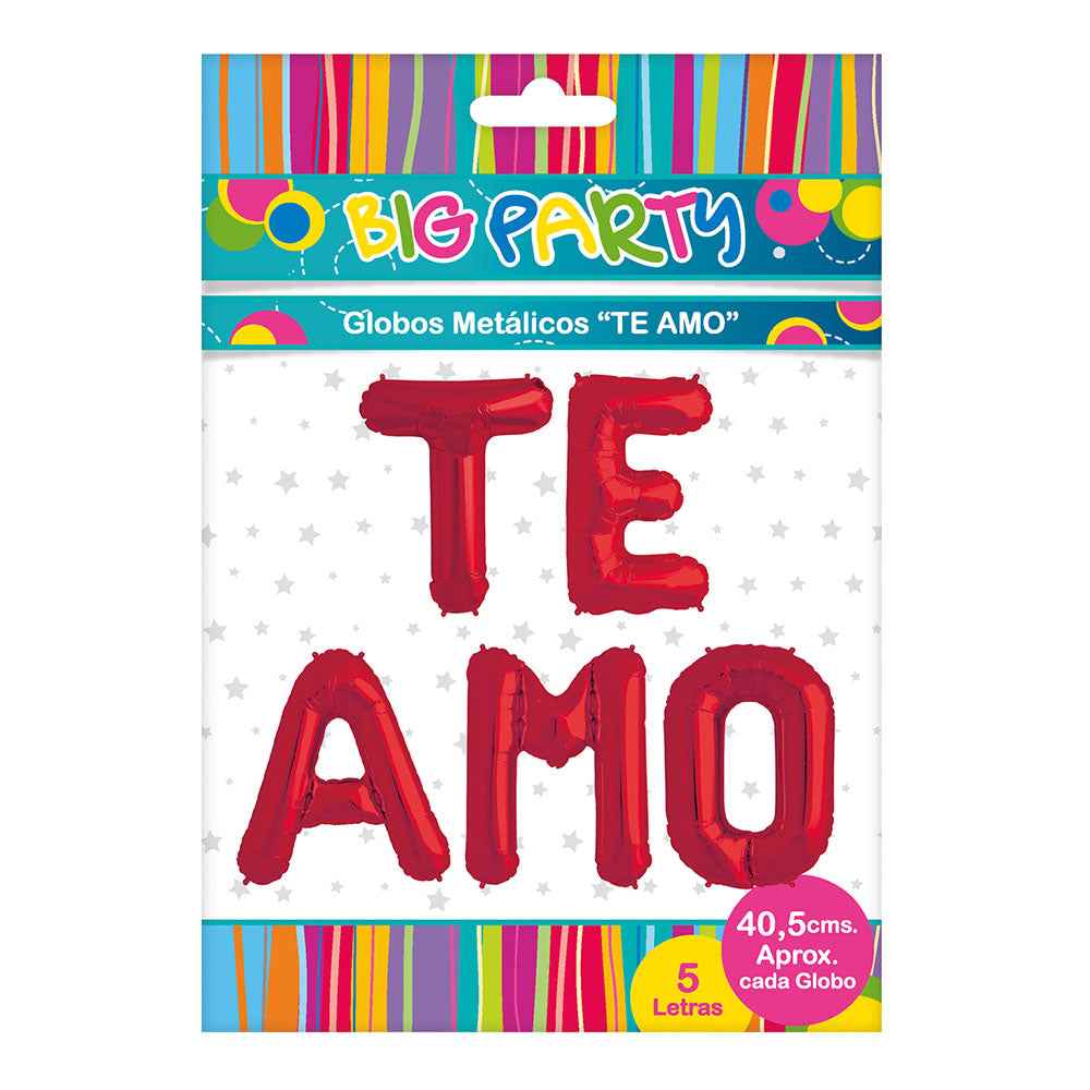 Globo Metálico Te Amo 16" (41 cm Cada Letra) | Big Party