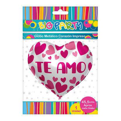 Globo Metálico Corazón Impreso 18" (47X45,5 cm) | Big Party
