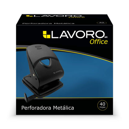 Perforadora Grande Metal 40 Hojas Negro | Lavoro