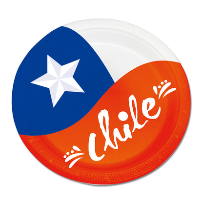 Set 6 Platos Polipapel 23 cm Chile | Big Party
