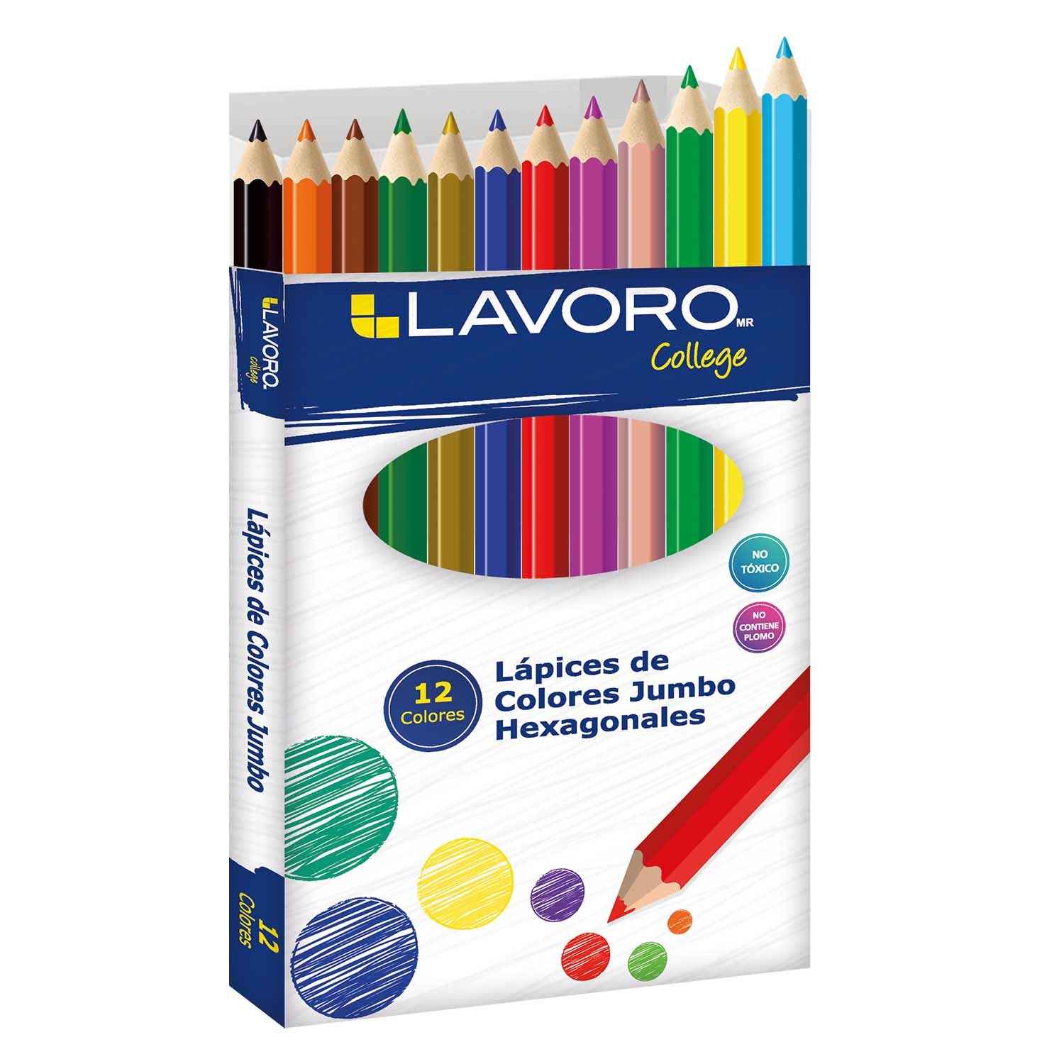 Lápices 12 Colores Jumbo Hexagonal | Lavoro – Pronobel Chile