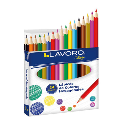 Lápices 24 Colores Largo Hexagonal | Lavoro
