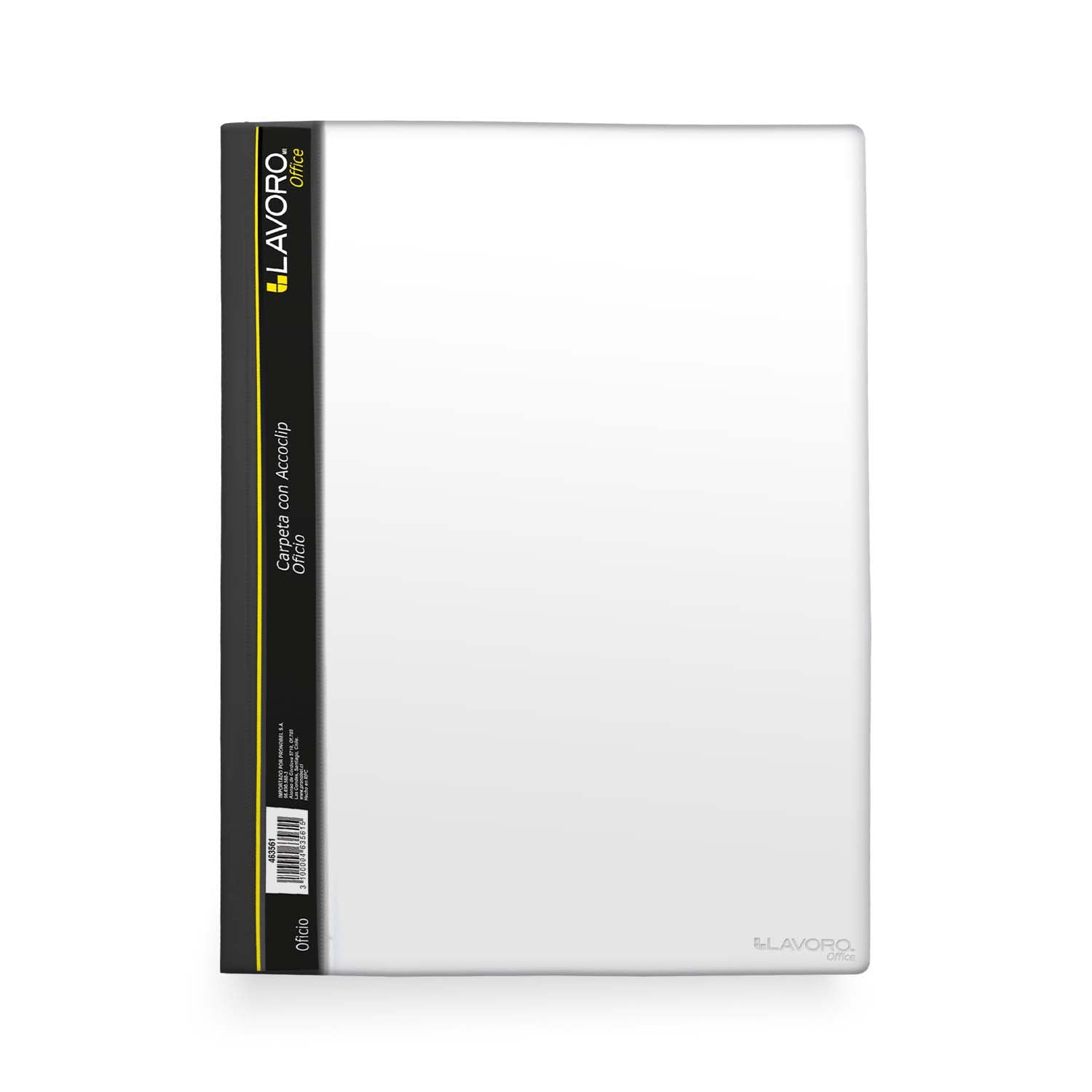 Carpeta con Accoclip Oficio Vinil Transparente Negra Lavoro