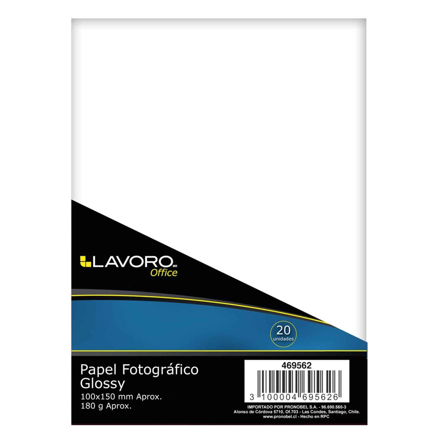 Papel Fotográfico Glossy 10x15 180Grs 20Hjs | Lavoro