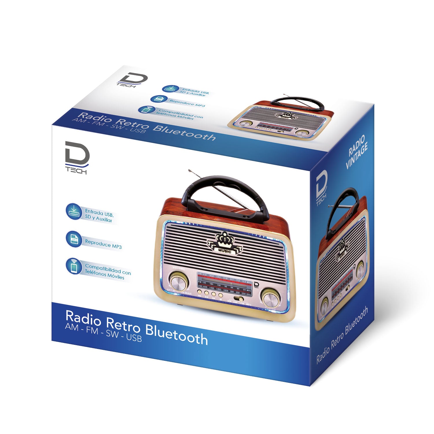 Radio Portátil 5W Fm/Am/Sw 3 Bandas con Bluetooth | Datacom
