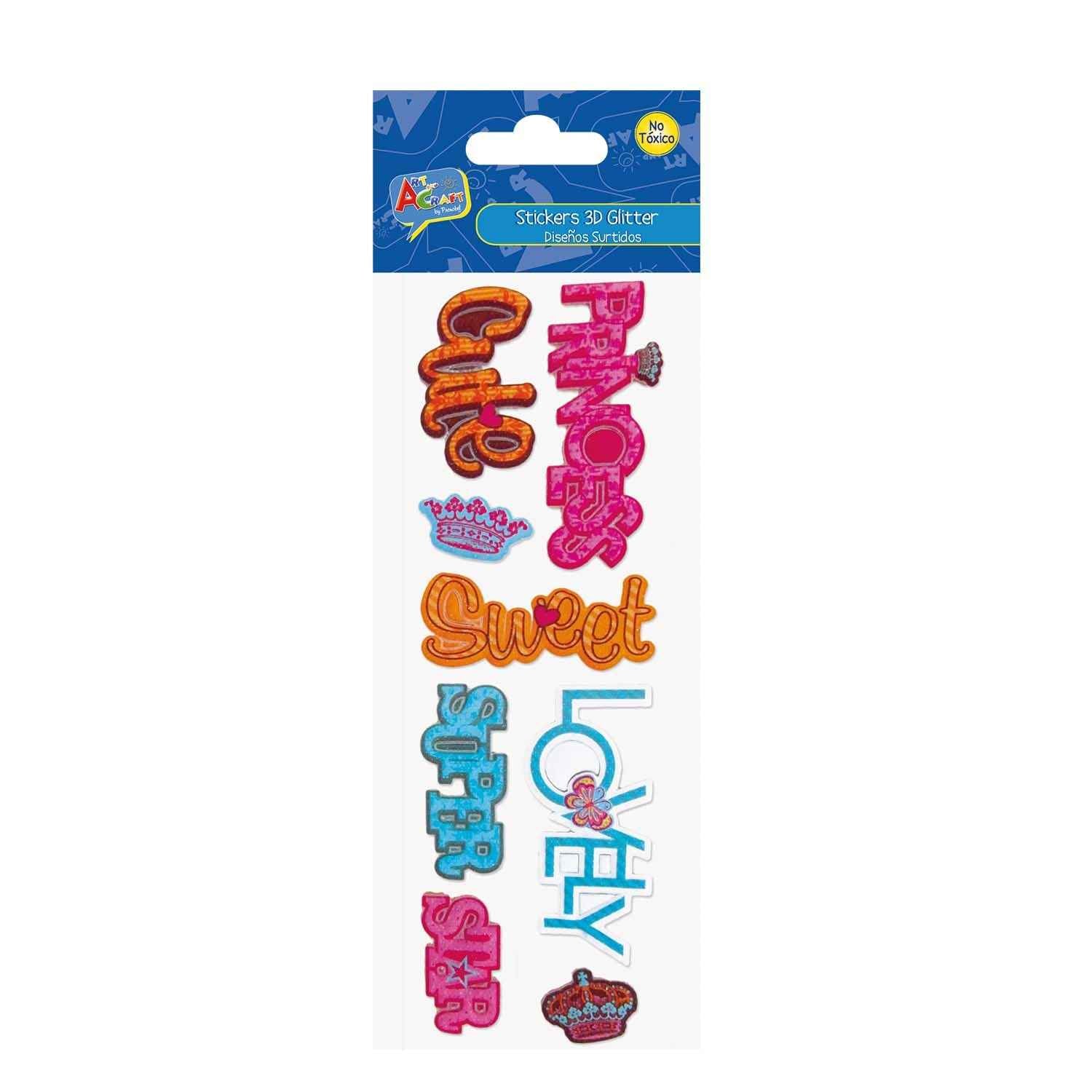 Sticker Glitter 3D Fashion 3 Surtidos Bolsa Con H | Art & Craft
