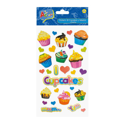 Sticker 3D 2 Surtidos Cupcake/Dulces Bolsa | Art & Craft