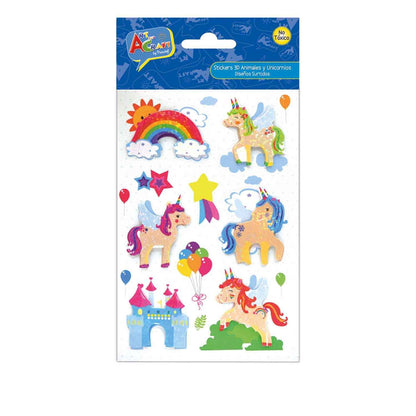 Sticker 3D Animales Y Unicornio | Art & Craft