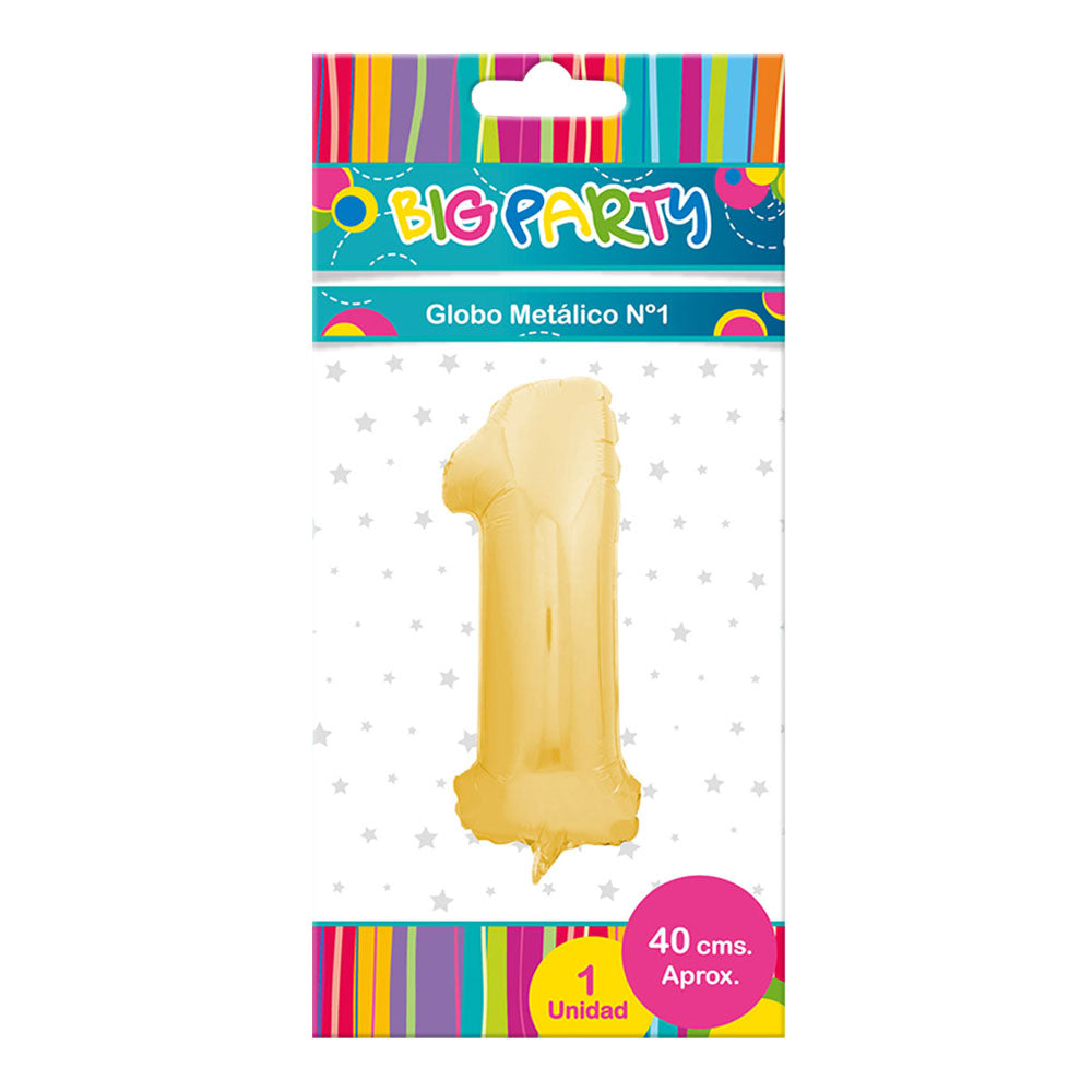 Globo Metálico Satín Matte 40 cm N° 1 | Big Party