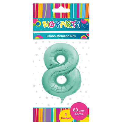 Globo Metálico Satín Matte 80 cm N° 8 | Big Party