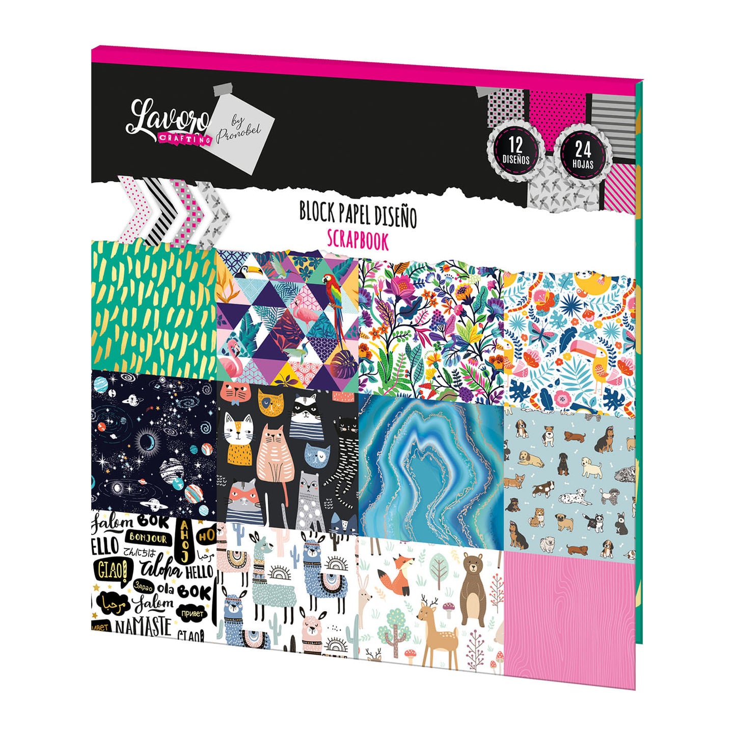 Block Papel Diseño Scrapbook 24 Hojas 15x15 cm | Lavoro