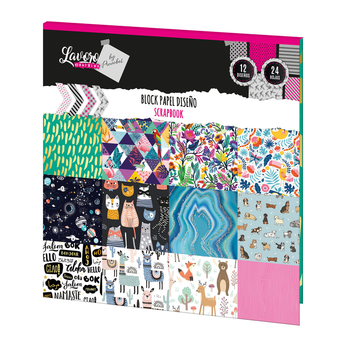 Block Papel Diseño Scrapbook 24 Hojas 15x15 cm | Lavoro