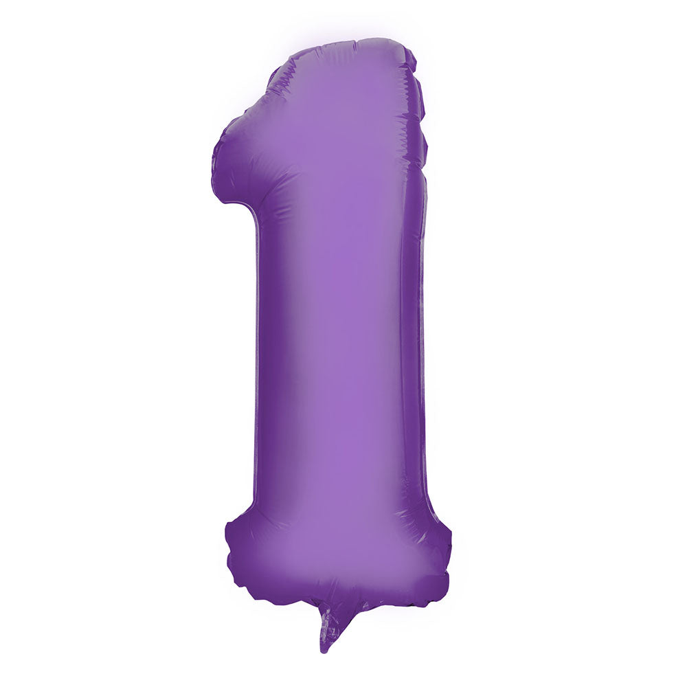 Globo Metálico Satín Matte 40 cm N° 1 (Rosa-Celeste-Rojo-Morado) | Big Party