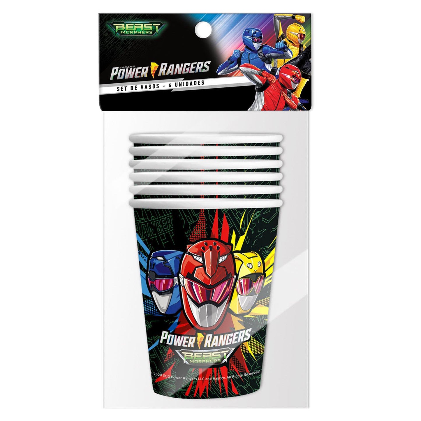 Set 6 Vasos Papel Power Ranger 270Cc | Power Rangers