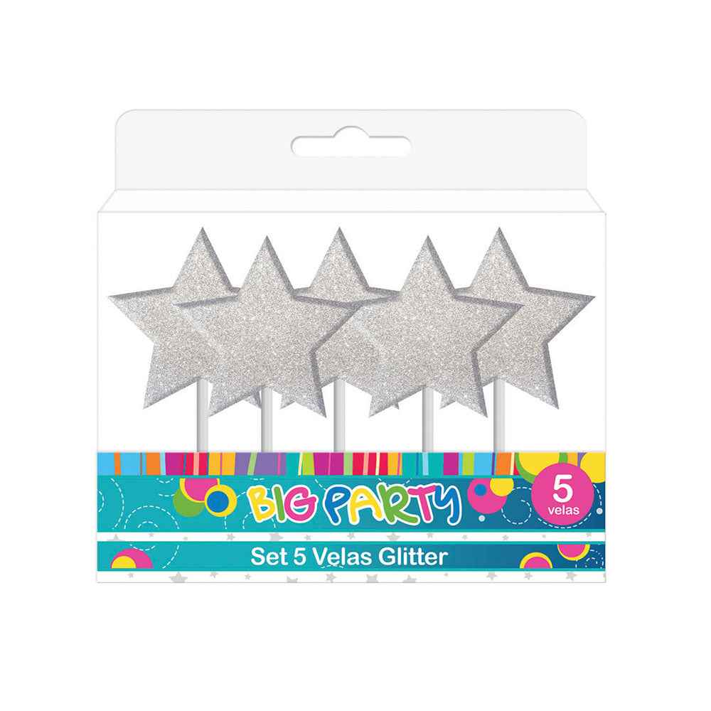 Set 5 Velas Glitter | Big Party
