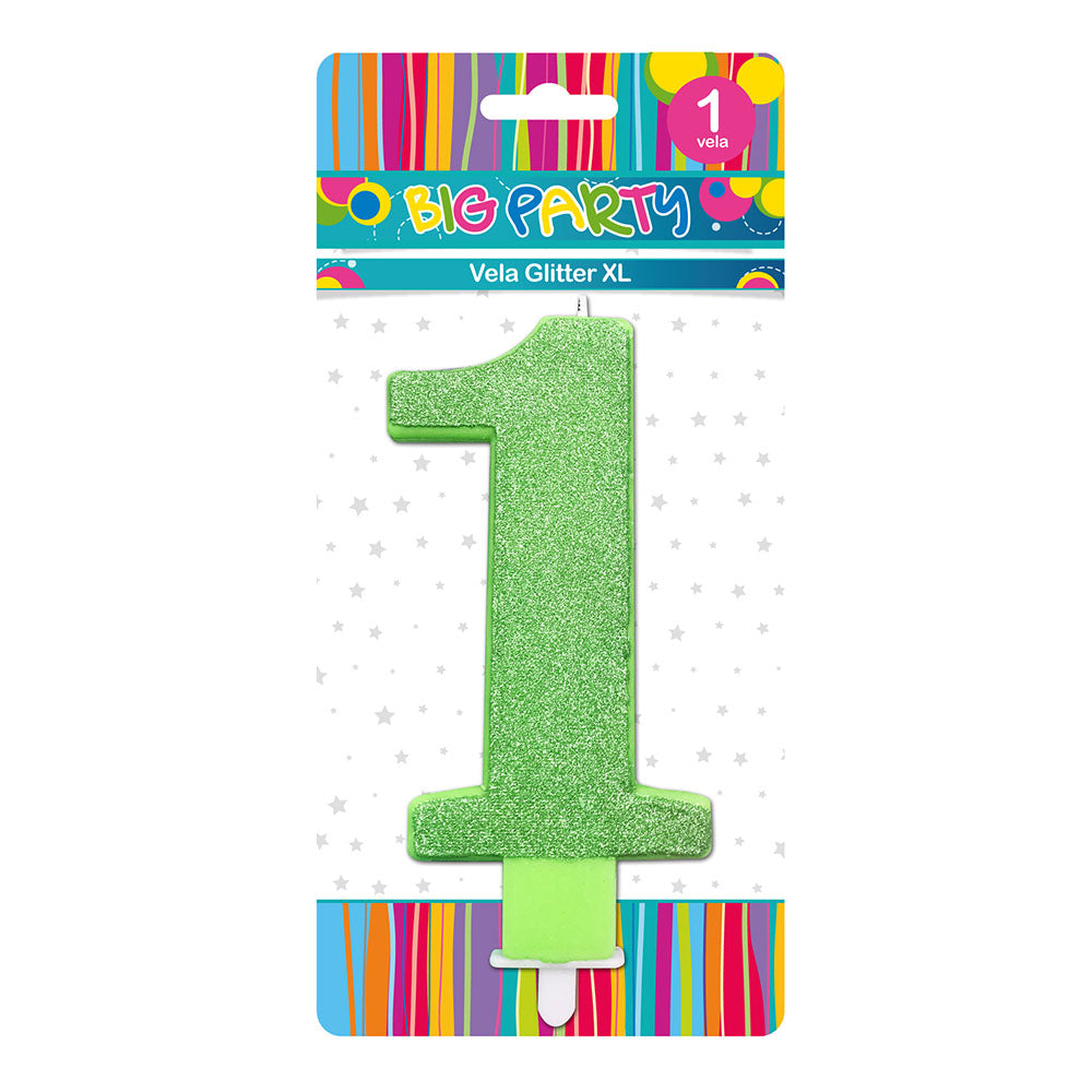 Vela Glitter N°1 Colores Surtidos al 13 cm | Big Party