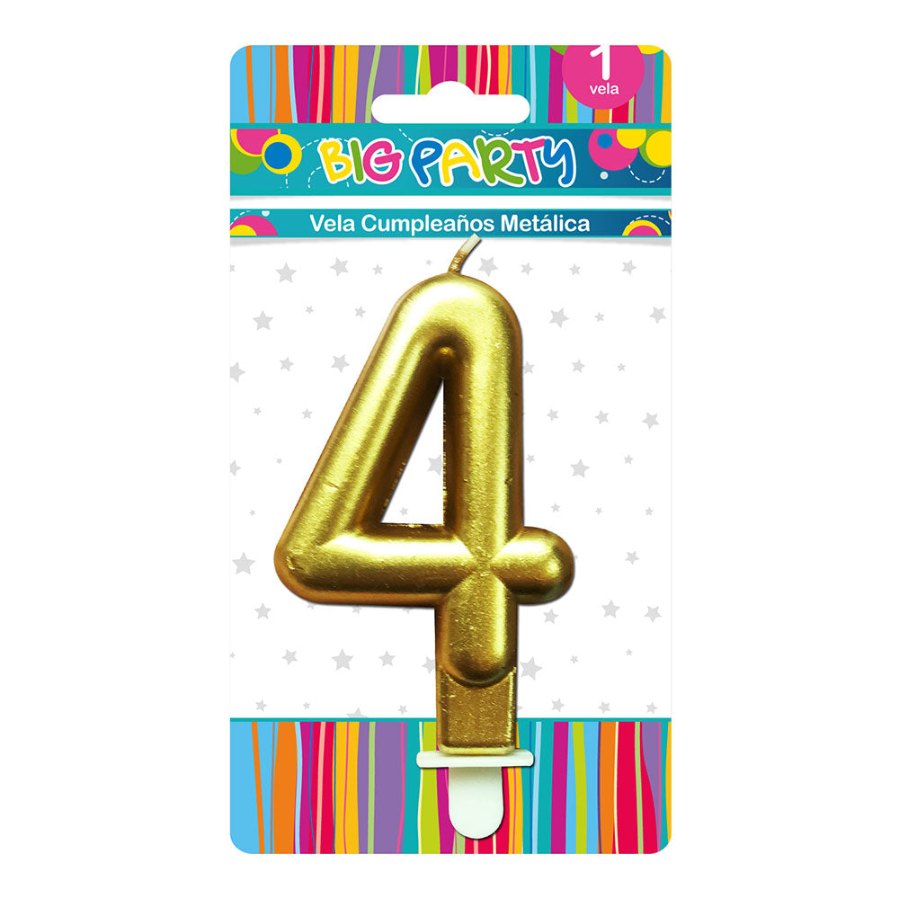 Vela Metálica N°4 Gold/Silver/Rose Gold | Big Party