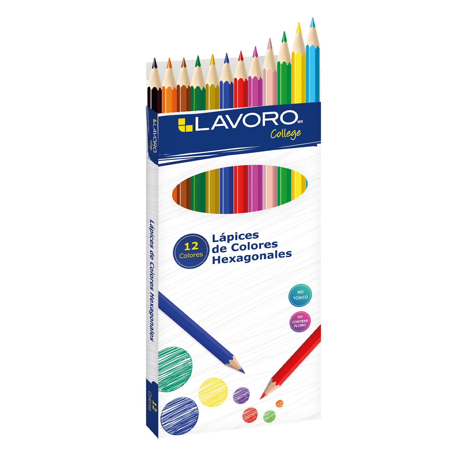 Lap De Colores Largo Hexagonal 12 Col | Lavoro