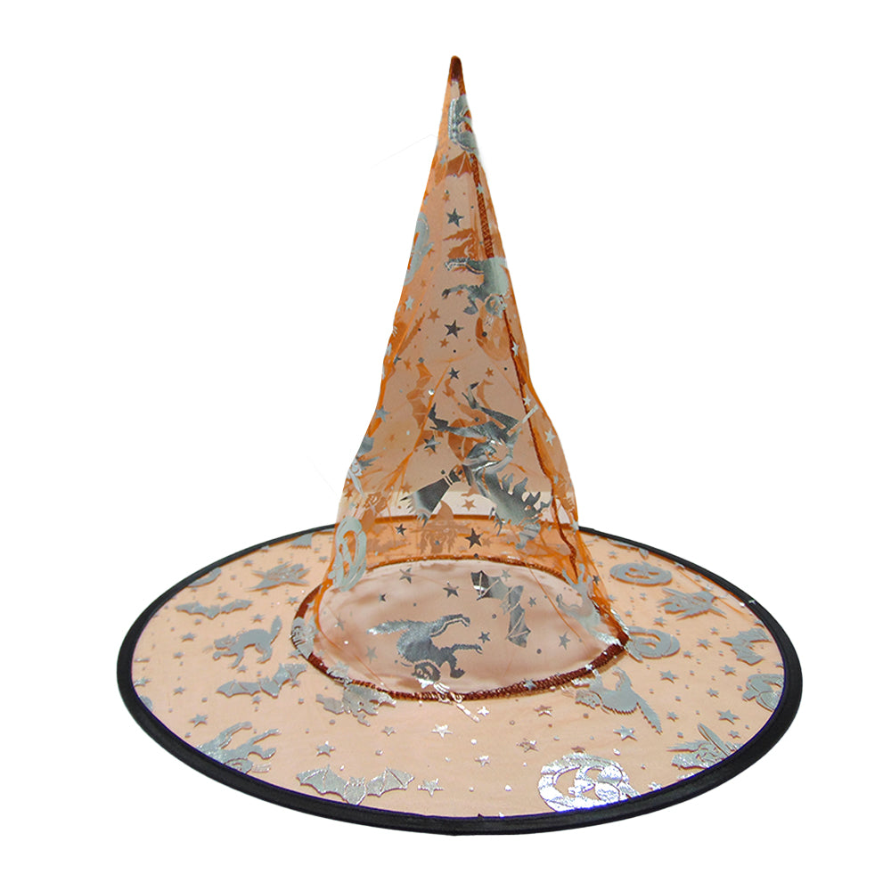 Sombrero Naranja Transparente Bruja 38 cm | Big Party