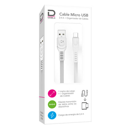 Cable Microbús 2.4A Blanco 1 metro | Datacom