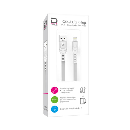 Cable Lightning 2.4A Blanco 1 metro | Datacom