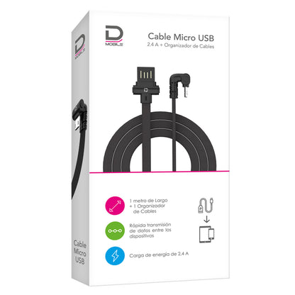 Cable Microbús 2.4A Negro 1 metro | Datacom