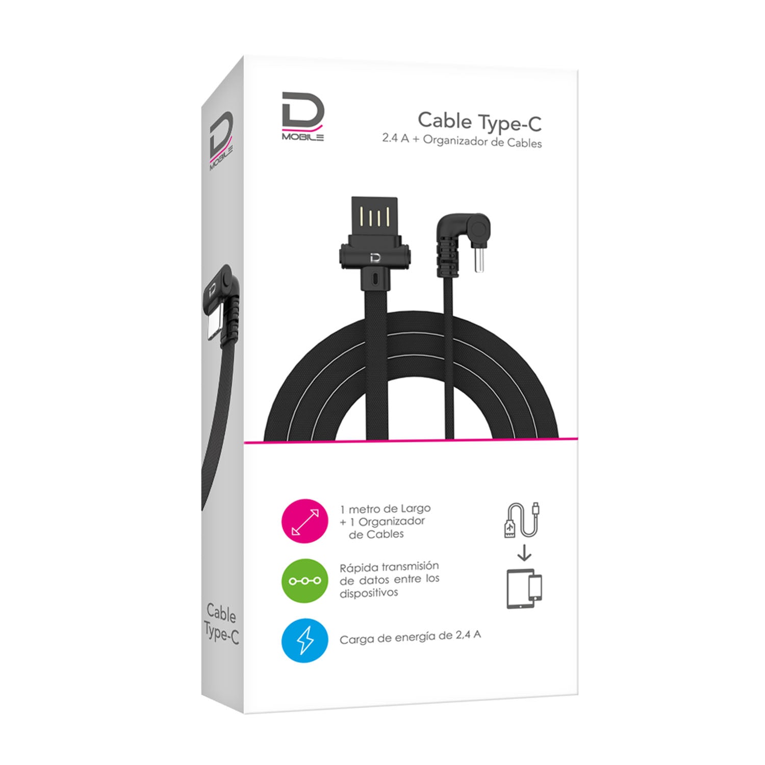 Cable Type-C 2.4A Negro 1 metro | Datacom