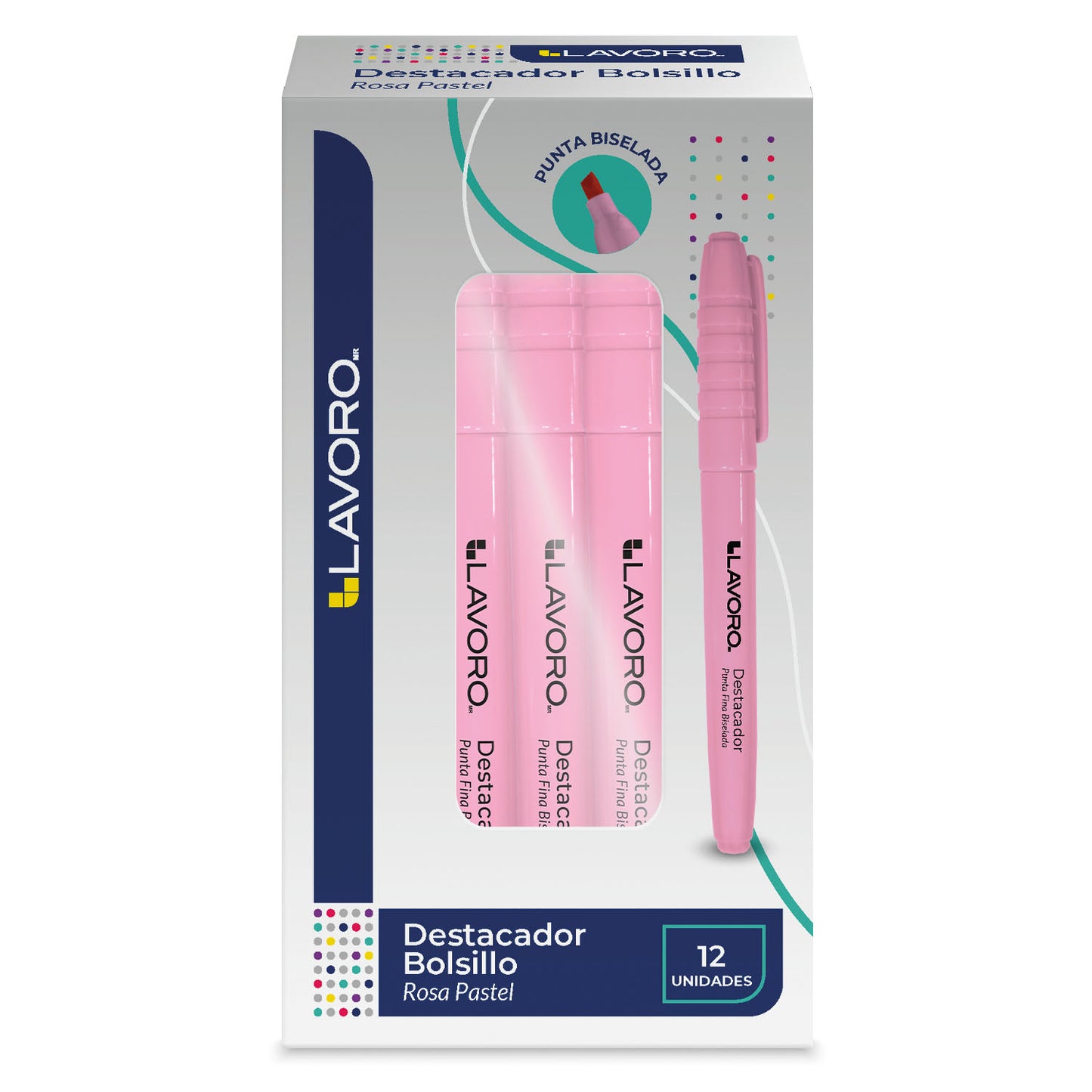 Destacador Bolsillo Punta Biselada Rosa Pastel | Lavoro