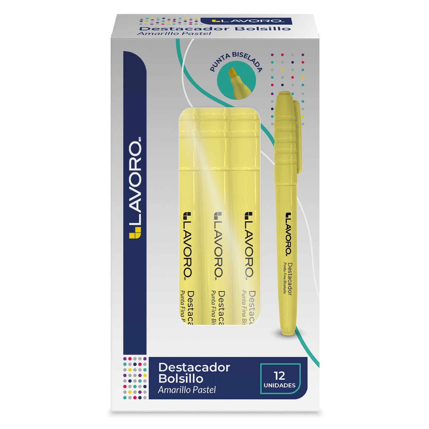 Destacador Bolsillo Punta Biselada Amarillo Pastel | Lavoro