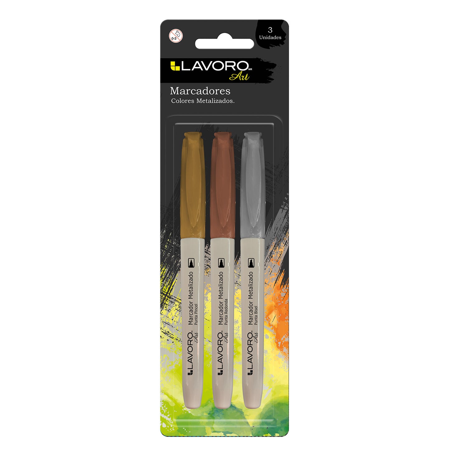 Marcador Permanente Desech. Set 3 Col.Metal | Lavoro