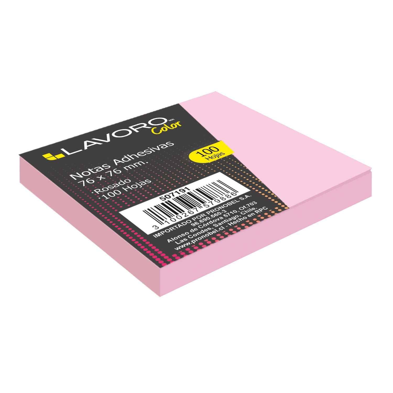 Nota Adhesiva 654 76x76 mm 1 Un. 100 Hojas Rosado | Lavoro