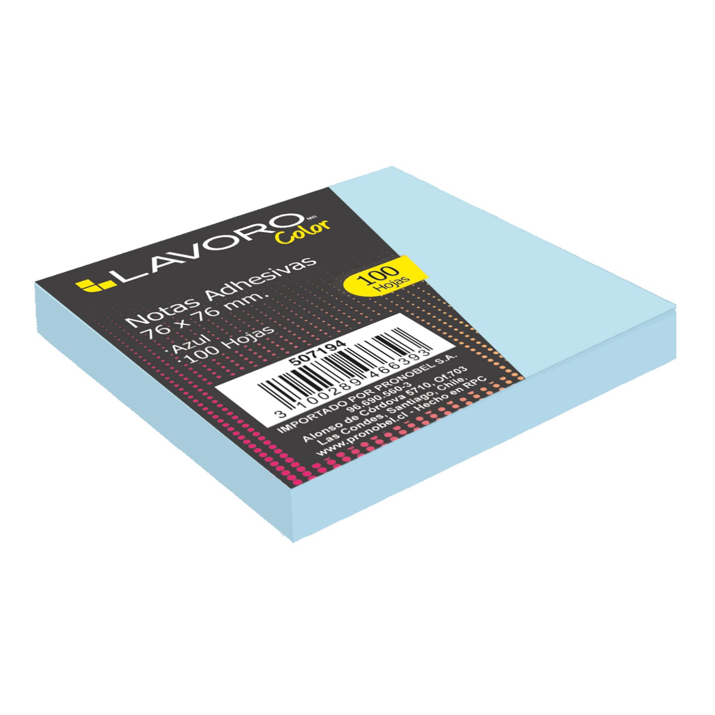 Nota Adhesiva 654 76x76 mm. 1 Un. 100 Hjs. Azul | Lavoro