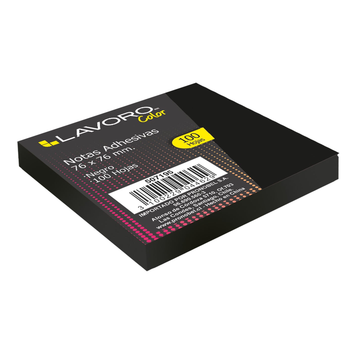 Nota Adhesiva 654 76x76 mm. 1 Un. 100 Hjs. Negra | Lavoro