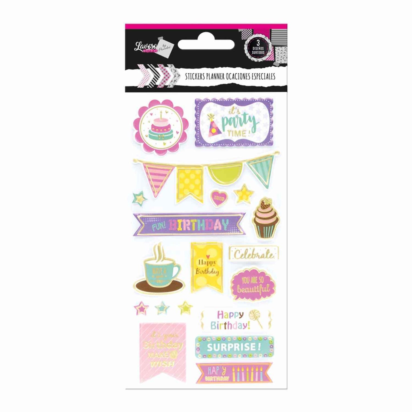Stickers Scrapbook Ocasiones Especiales 3 Surtidos 15 Piezas Aprox | Lavoro