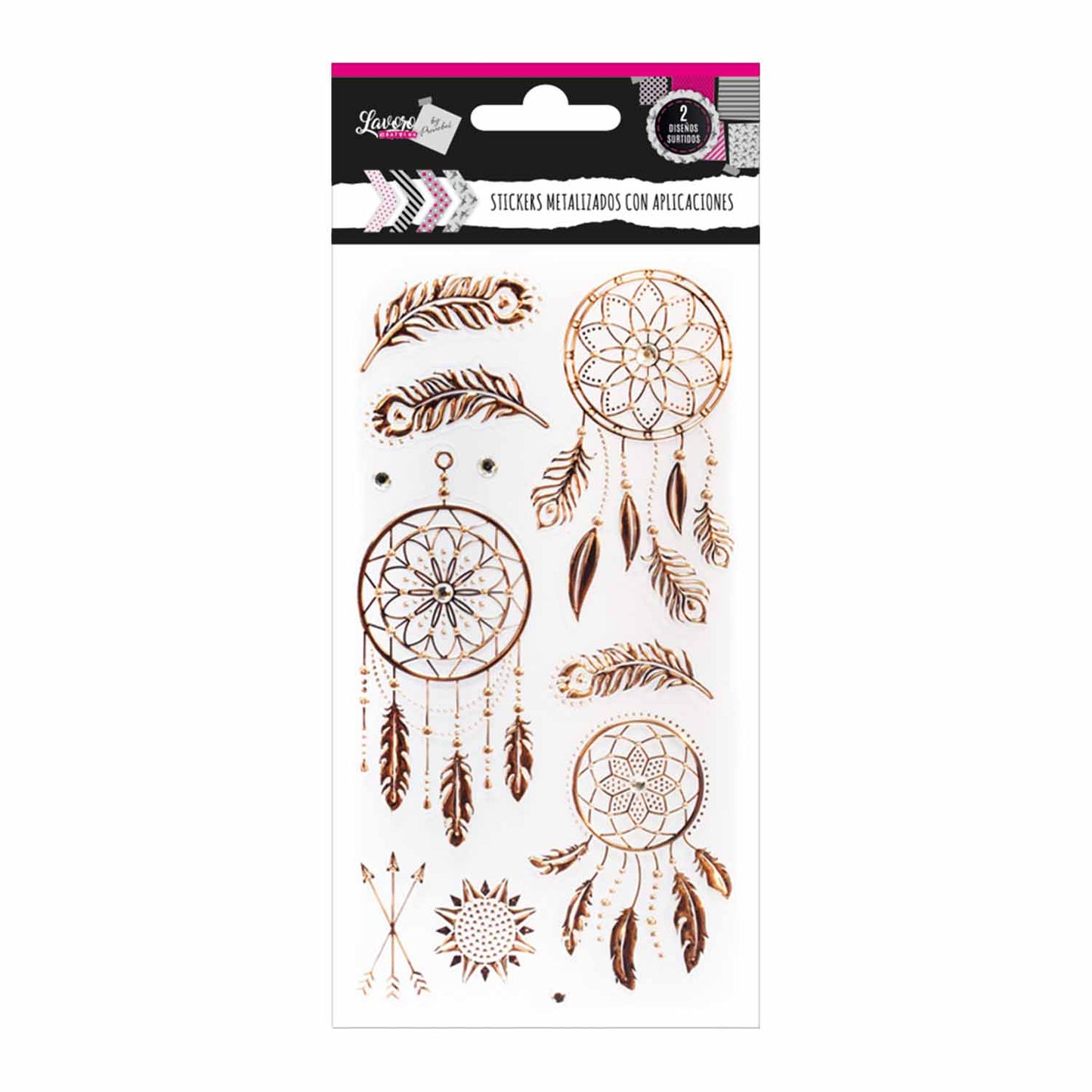 Stickers Scrapbook Metalizado Con Aplicaciones 2 Surtidos | Lavoro