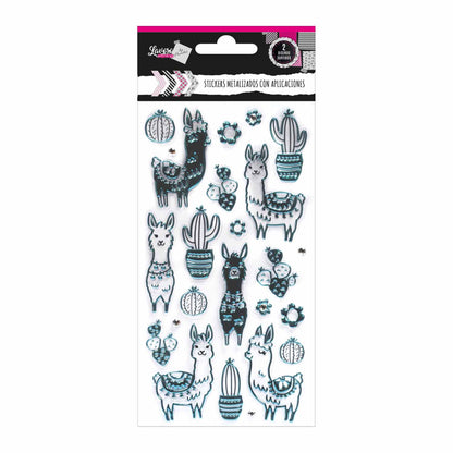 Stickers Scrapbook Metalizado Con Aplicaciones 2 Surtidos | Lavoro