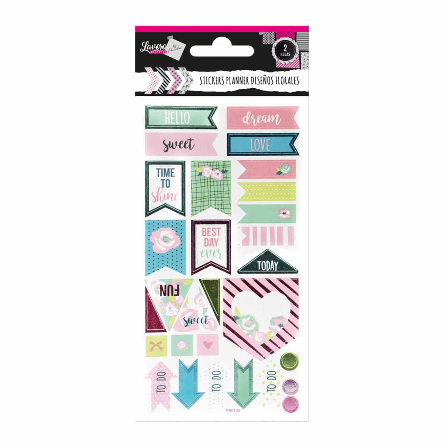 Stickers Planner 2 Hojas Flores Diseños Surtidos | Lavoro