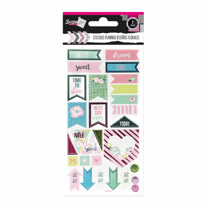 Stickers Planner 2 Hojas Flores Diseños Surtidos | Lavoro
