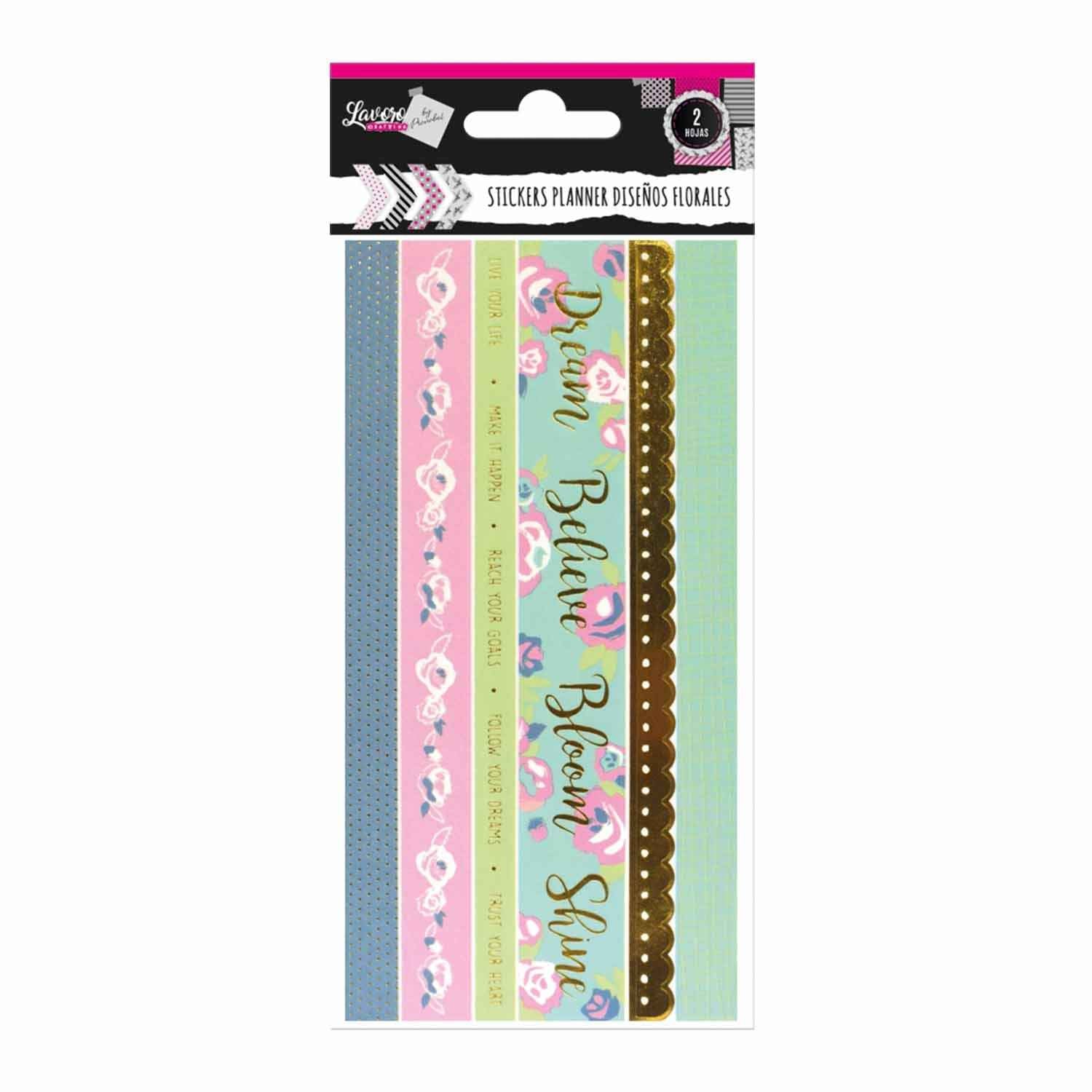 Stickers Planner 2 Hojas Flores Diseños Surtidos | Lavoro