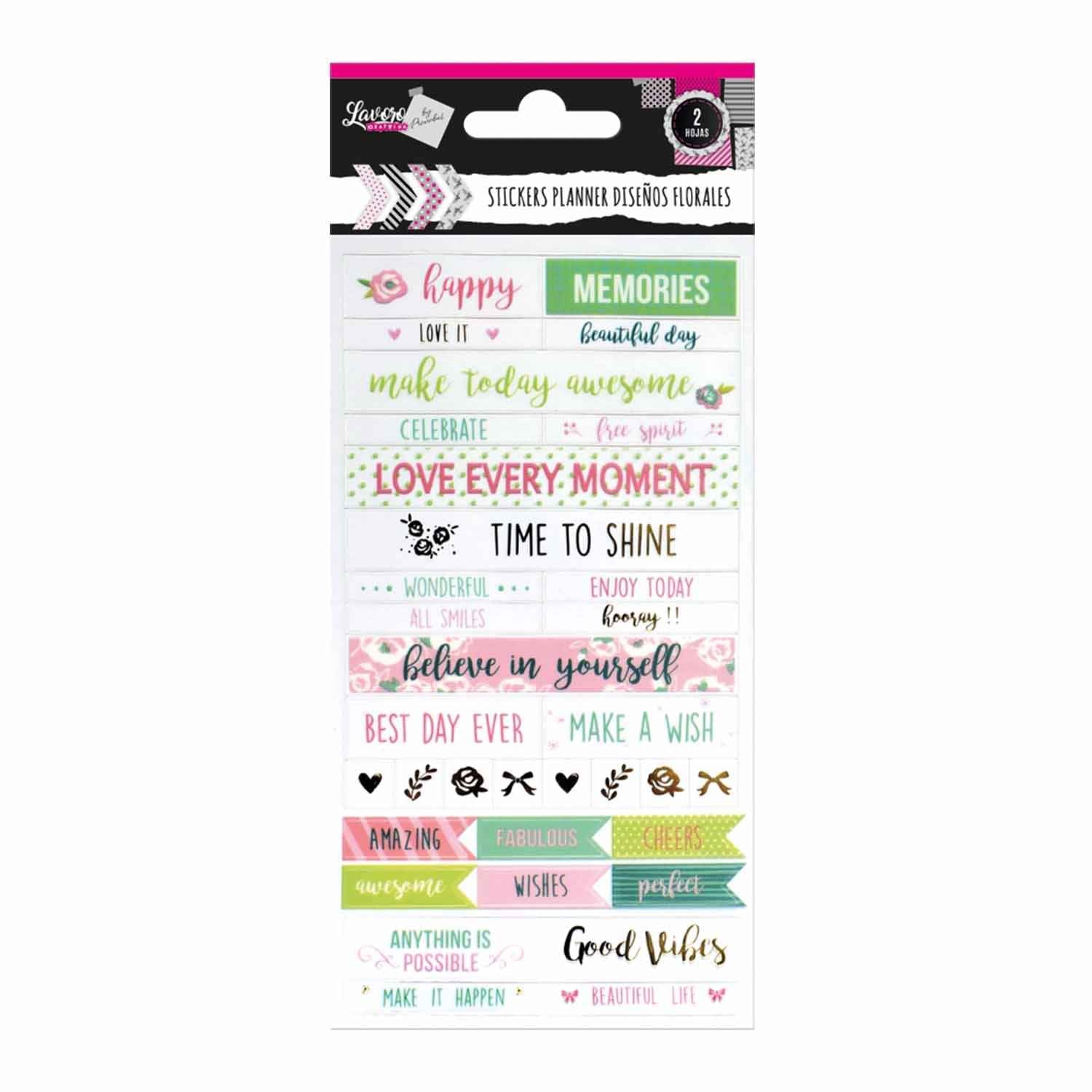 Stickers Planner 2 Hojas Flores Diseños Surtidos | Lavoro