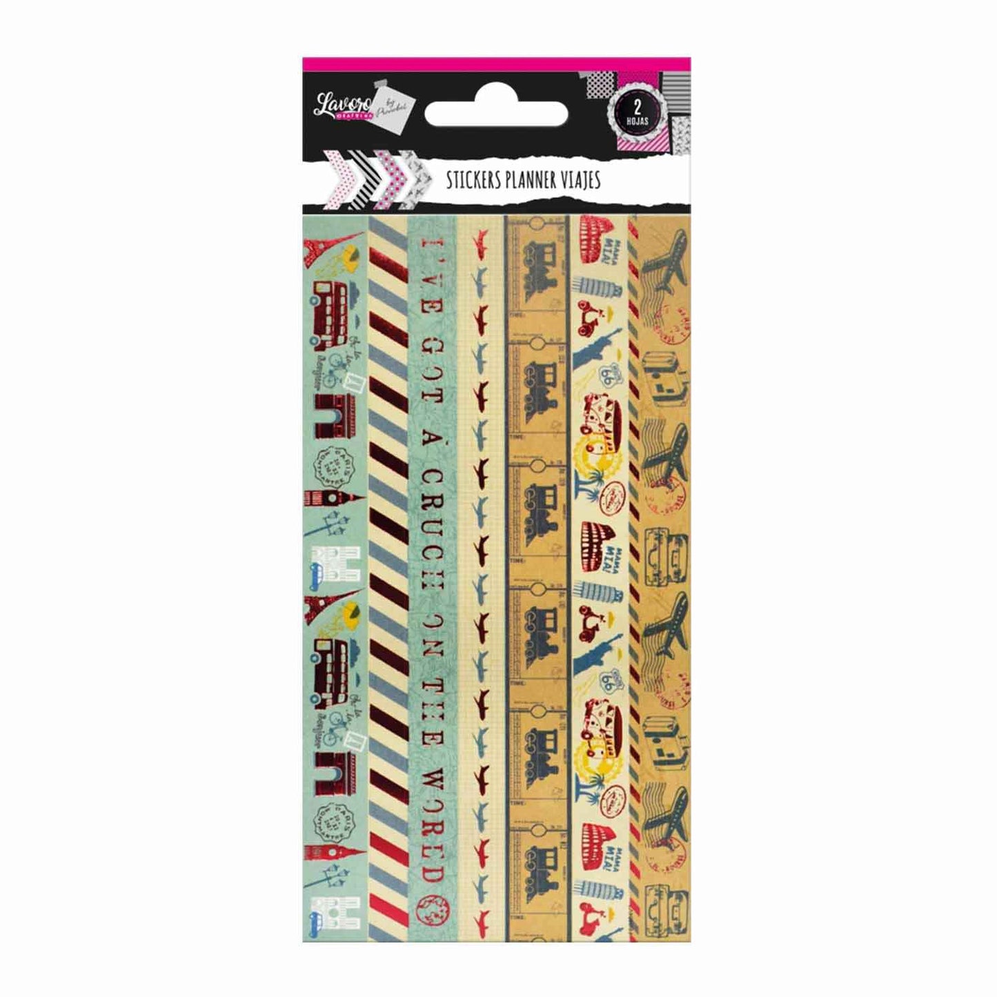 Stickers Planner 2 Hojas Viajes Diseños Surtidos | Lavoro