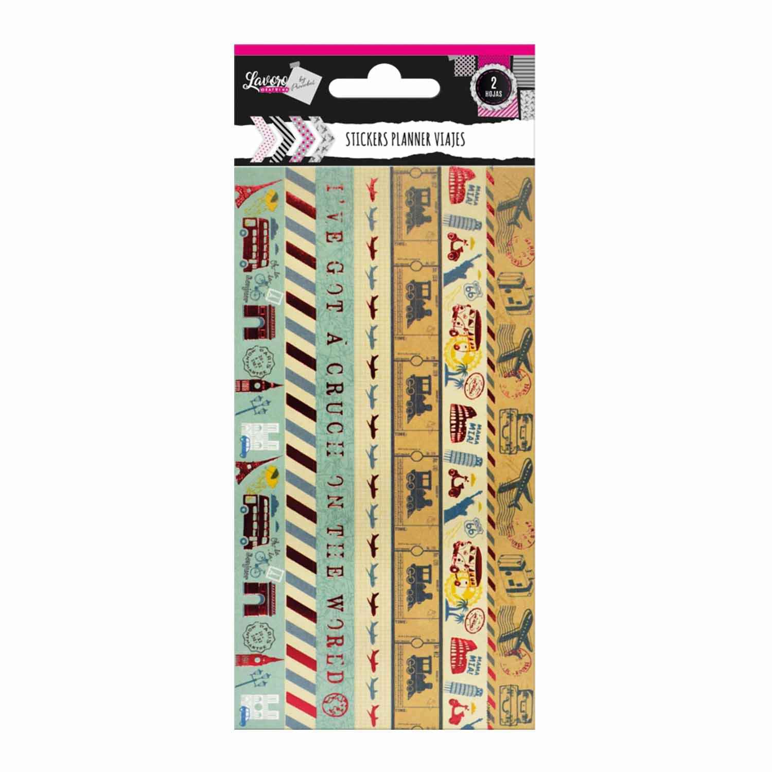 Stickers Planner 2 Hojas Viajes Diseños Surtidos | Lavoro