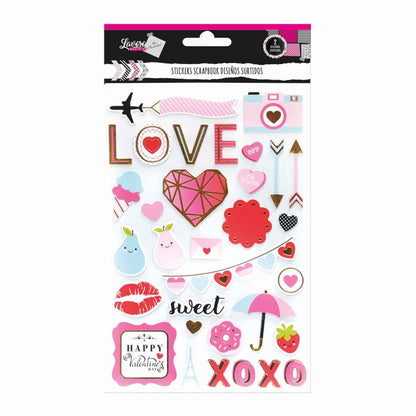 Sticker Scrapbook Placas Y Corazones 20 Piezas Aprox | Lavoro