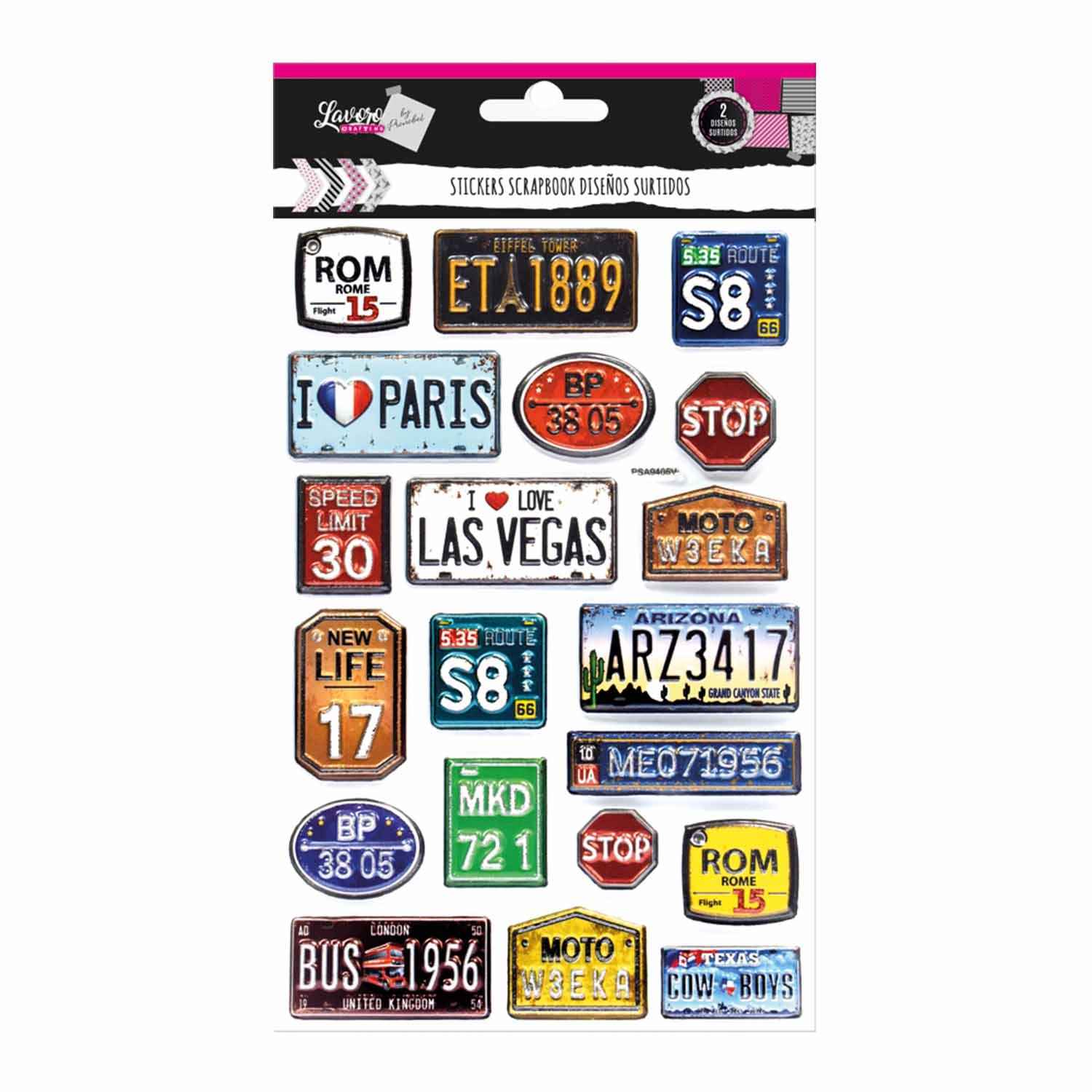 Sticker Scrapbook Placas Y Corazones 20 Piezas Aprox | Lavoro