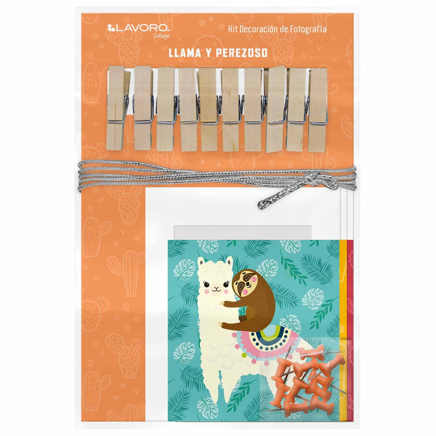 Set Decoración Fotografía Con Pinzas Llama Y Perezoso | Lavoro