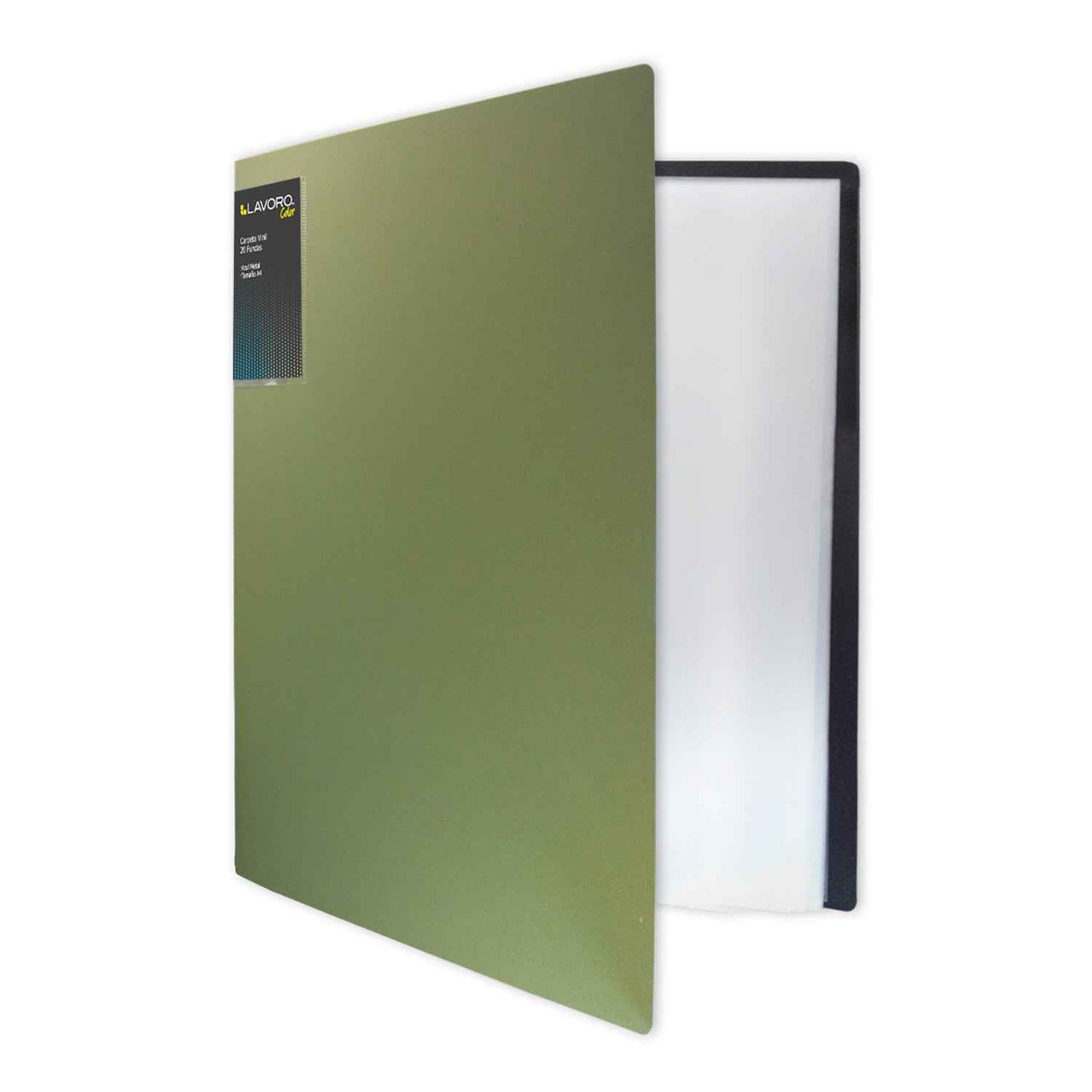 Carpeta Con Fundas Oficio 20 Fundas Vinil Verde Metal | Lavoro