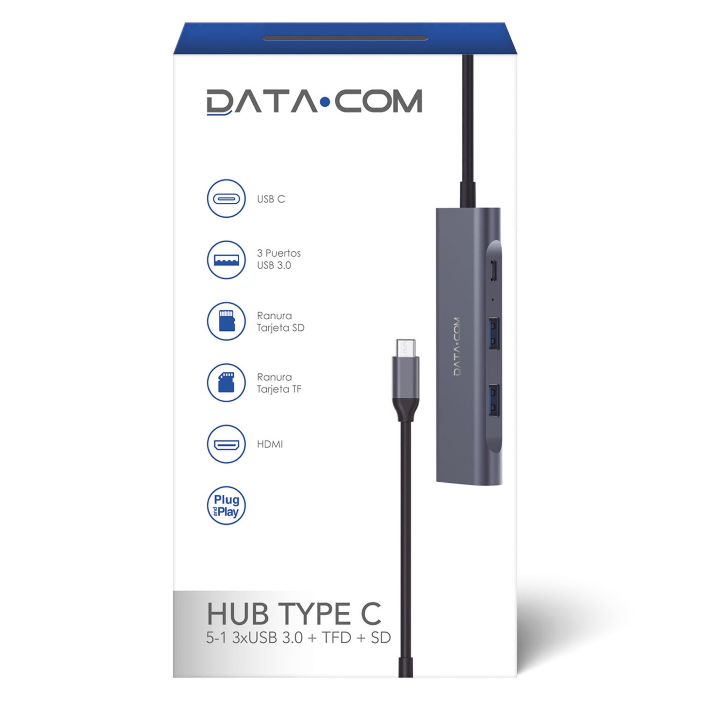 Hub USB Tipo C - 3 USB + Tarjeta SD | Datacom
