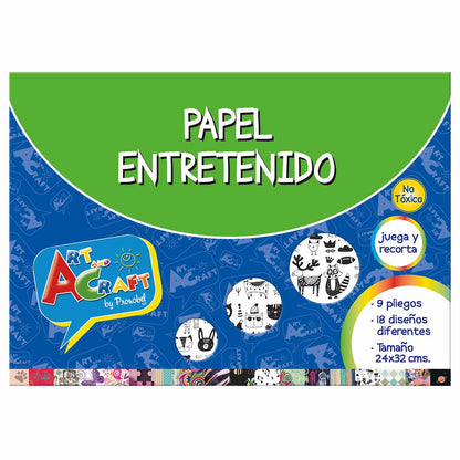 Carpeta Con Papel Entretenido 24 x 32 cm 9 Hjs. 18 Diseños | Art & Craft