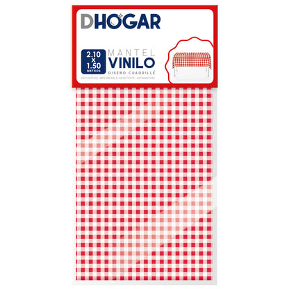 Mantel Vinilo Cuadrille Rojo 210x150 cm | DHogar